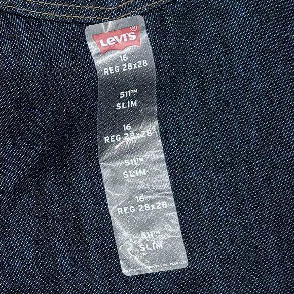 Levi's 511 Slim Jeans Big Boys Size 16 Dark Wash Denim 5 Pocket Classic 28 x 28 - Picture 8 of 10